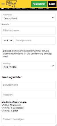 Interwetten Registrierung mobil Teil 2