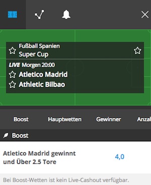 NEO.bet Athletic Bilbao gegen Atletico Madrid Boost Wette