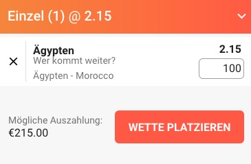 LeoVegas Wettschein zum Africa Cup 2022 Spiel Ägypten gegen Marokko