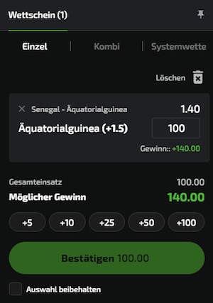 Mobilebet Tippschein zu Senegal - Äquatorialguinea