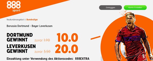 888sport Quoten Boost auf BVB gegen Leverkusen