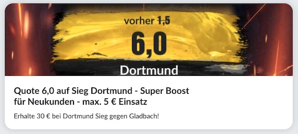 Wette mit dem Bildbet Boost auf BVB vs. BMG