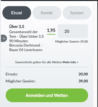 BVB - B04 Wette über 3.5 Tore