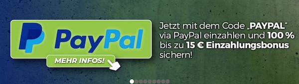 Happybet PayPal Einzahlungsbonus bis zu 15 Euro