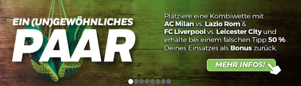 Geld zurück Angebot von Happybet zum Coppa und PL!