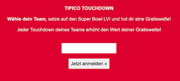 Gewinne Freebets beim Tipico Touchdown!