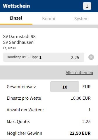 bet3000 zweite bundesliga darmstadt sandhausen wette quote tipp