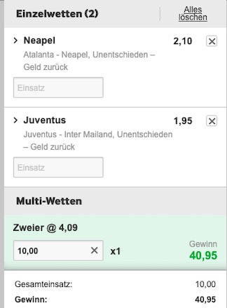 Kombi Wette bei Betway zur Serie A