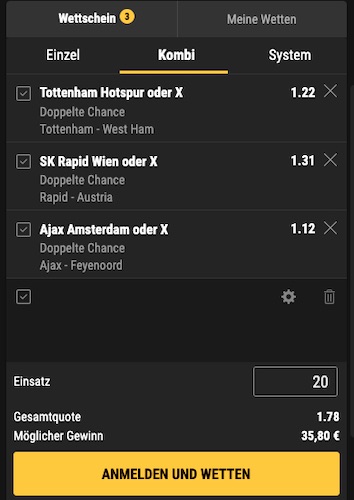 Platziere deine Kombi Wette bei Bwin