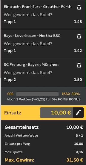 Samstagskombi in der Bundesliga bei XTip