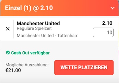 Unsere ManUnited - Tottenham Wette bei Leo Vegas