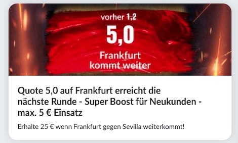 Bildbet Quote 5.0 auf Frankfurt kommt weiter