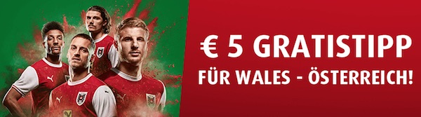 Tipp3 5 Euro Gratistipp zu Wales gegen Österreich