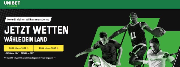 Unibet 200 Prozent Willkommensbonus für Deutschland und Österreich