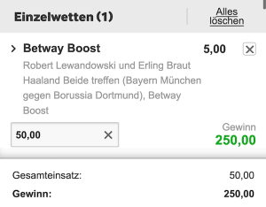 Betway Boost auf Bayern - Dortmund in der Saison 2021/22