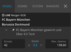 NEObet Boost auf Bayern gegen Dortmund