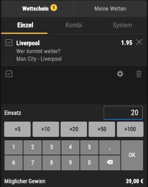 Liverpool kommt weiter zu Quote 1.95