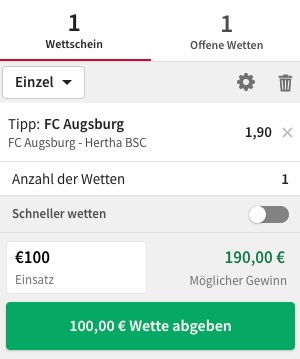 Tipico Augsburg - Hertha Wette