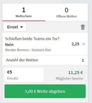 Tipico Wette auf Werder Bremen - Holstein Kiel