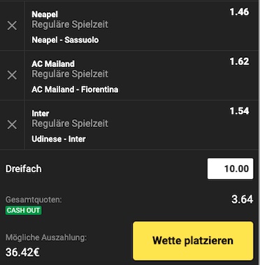 Unsere Serie A Kombi bei Unibet