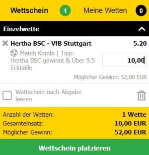 Interwetten Bundesliga Tipp auf Hertha gegen Stuttgart
