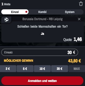 Winamax Wette auf BVB - RBL