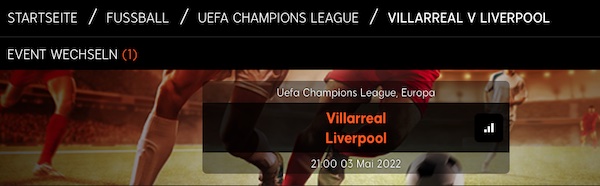 Wettübersicht von 888sport zu Villarreal - Liverpool