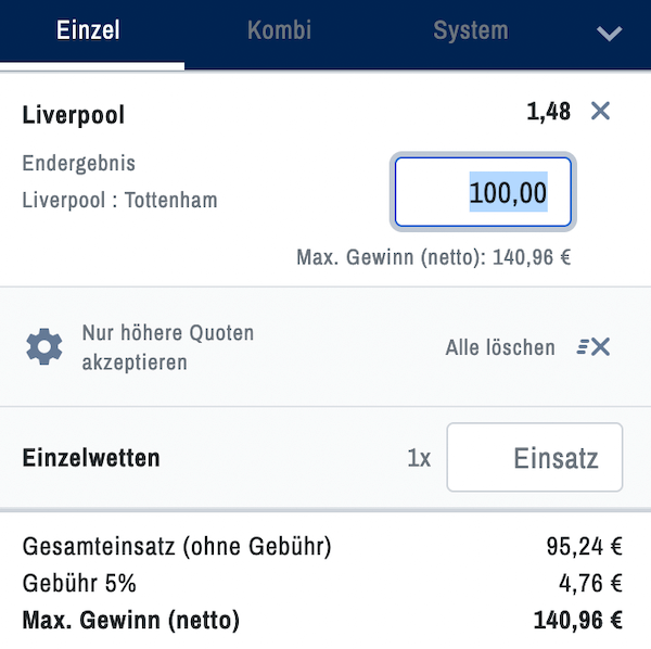 Admiralbet Liverpool Spurs Wettschein