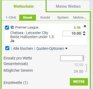 Bet at home Wette auf Chelsea gegen Leicester Premier League 2021/22