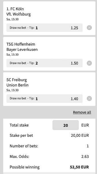 Unsere Bundesliga Kombi bei Bet3000