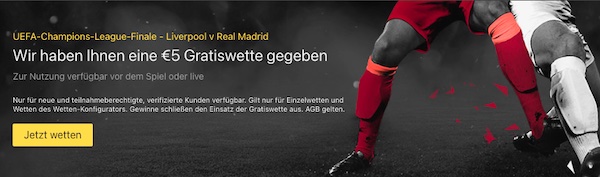 Bet365 bietet dir eine 5€ Freiwette zu Liverpool - Real Madrid