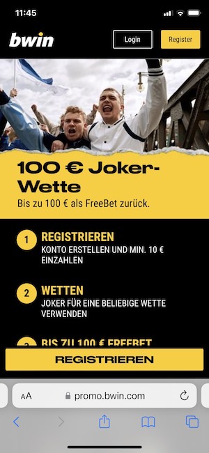 Bwin Jokerwette in der Sportwetten App