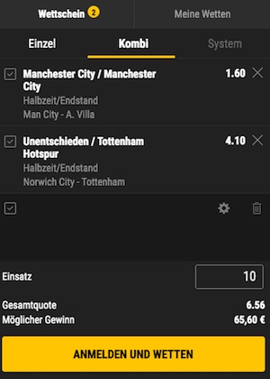 Bwin Halbzeit Endstand Favoriten Kombiwette