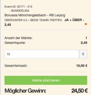 Happybet Wette zu Gladbach - Leipzig