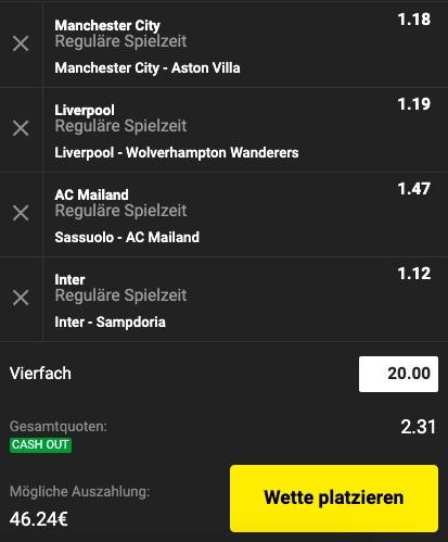 Unsere Favoriten Kombi zum Saisonfinale bei Unibet