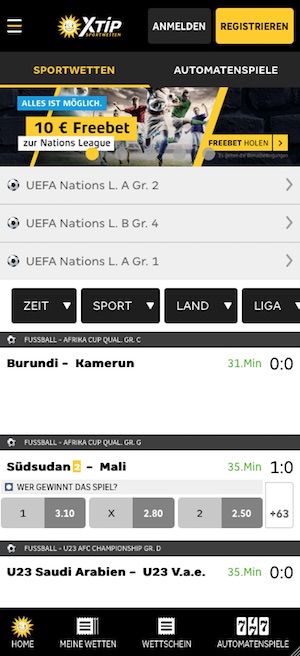 Merkur Sports mobile Homepage