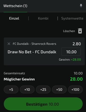 Head to Head Wette zu Dundalk - Shamrock Rovers bei Mobilebet