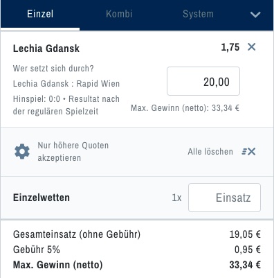 Wer kommt weiter? Unsere Wette bei Admiralbet zu Gdansk - Rapid Wien