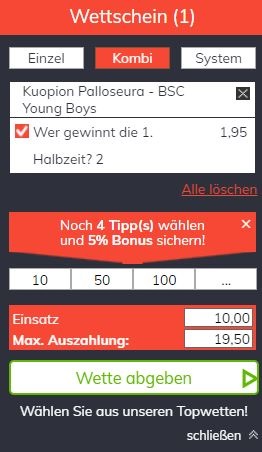 Bahigo bietet einen Tipp zum Sieger der ersten HZ Young Boys