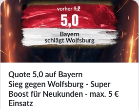 Bildbet erhöhte Quote auf FCB vs. WOB