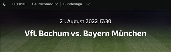 Mobilebet Wettübersicht zu Bochum - Bayern