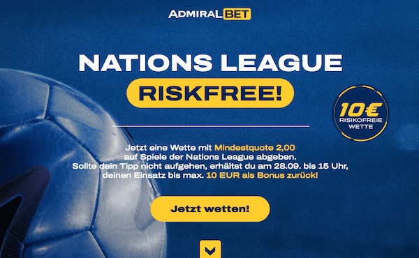 Admiralbet riskfree Wette zum 5. und 6. Nations League Spieltag