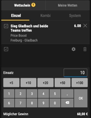 Verbesserte Bwin Quoten zu Freiburg - Gladbach