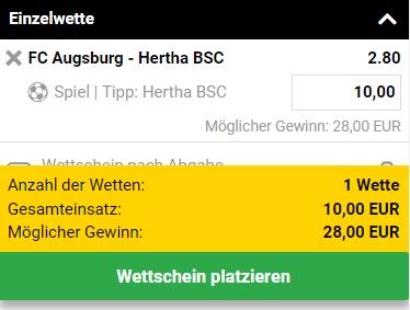 Interwetten Tipp Bundesliga Augsburg Hertha BSC