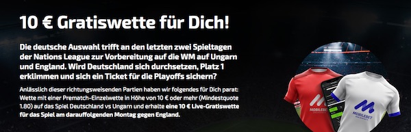 Mobilebet Freiwette zu Deutschland vs. Ungarn in der Nations League