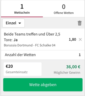 Tipico Wette Bundesliga Samstag zu Dortmund - Schalke