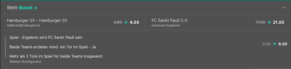 Erhöhte Wettquoten von Bet365 zu S. Pauli - HSV