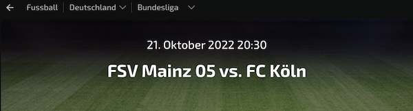 Wette bei Mobilebet auf Mainz vs. Köln