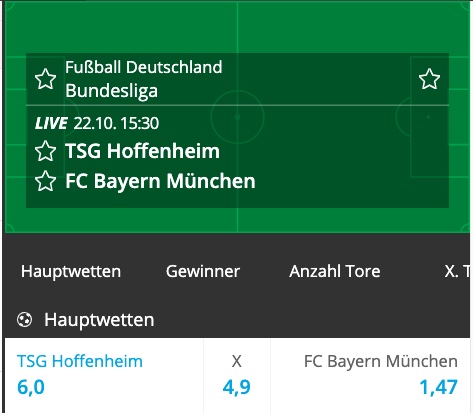 Wette bei Neo.bet auf Hoffenheim - Bayern!