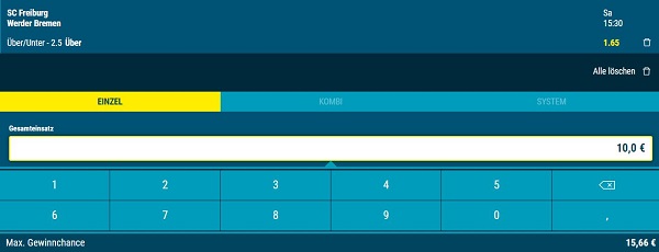 Tipp bei Sportwetten de auf Freiburg Werder